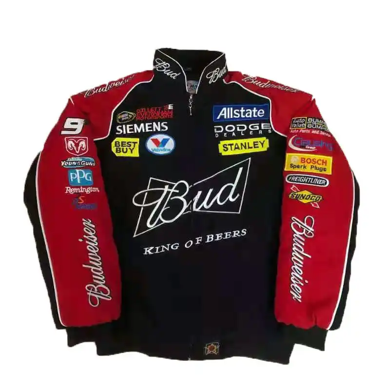 Budweiser Racing Casual Jacket – Retro Full Embroidery Motorcycle Suit alternate view