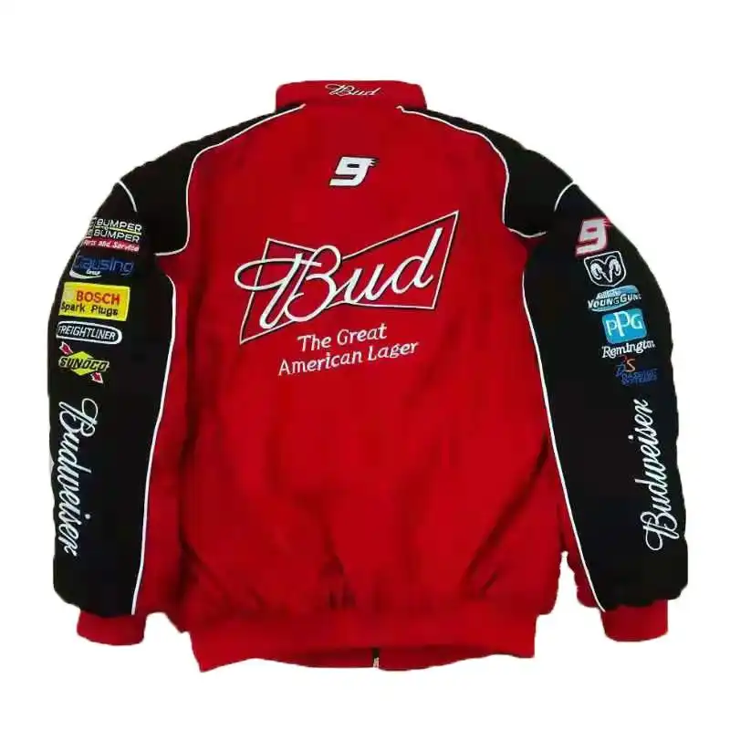Budweiser Racing Casual Jacket – Retro Full Embroidery Motorcycle Suit gallery 1