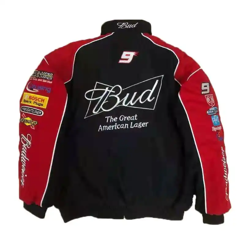 Budweiser Racing Casual Jacket – Retro Full Embroidery Motorcycle Suit gallery 3