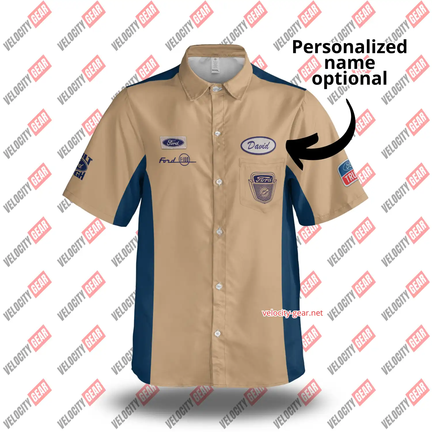 F-100 Ford Vintage Old Style Button Shirt Mechanic Work Style Lightweight gallery 2