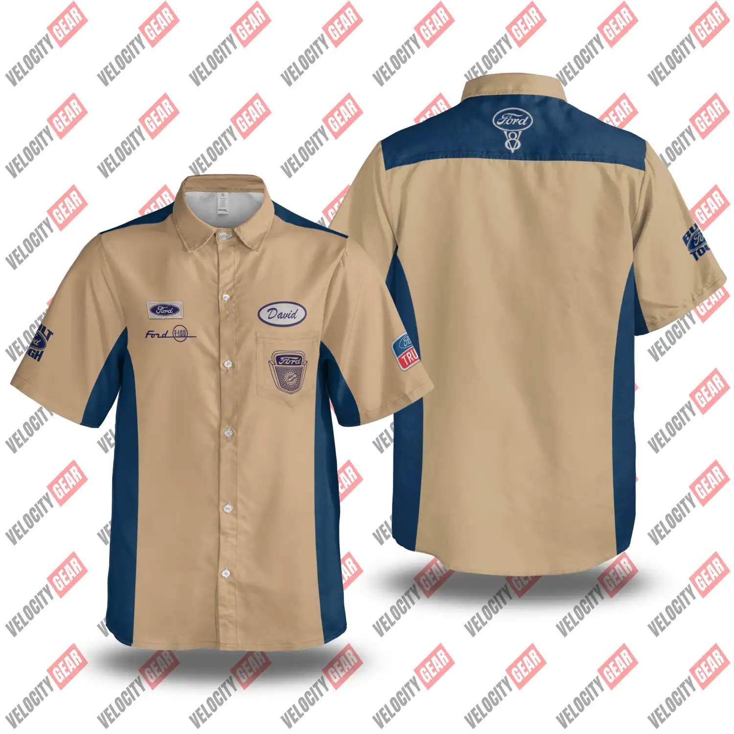 F-100 Ford Vintage Old Style Button Shirt Mechanic Work Style Lightweight gallery 4