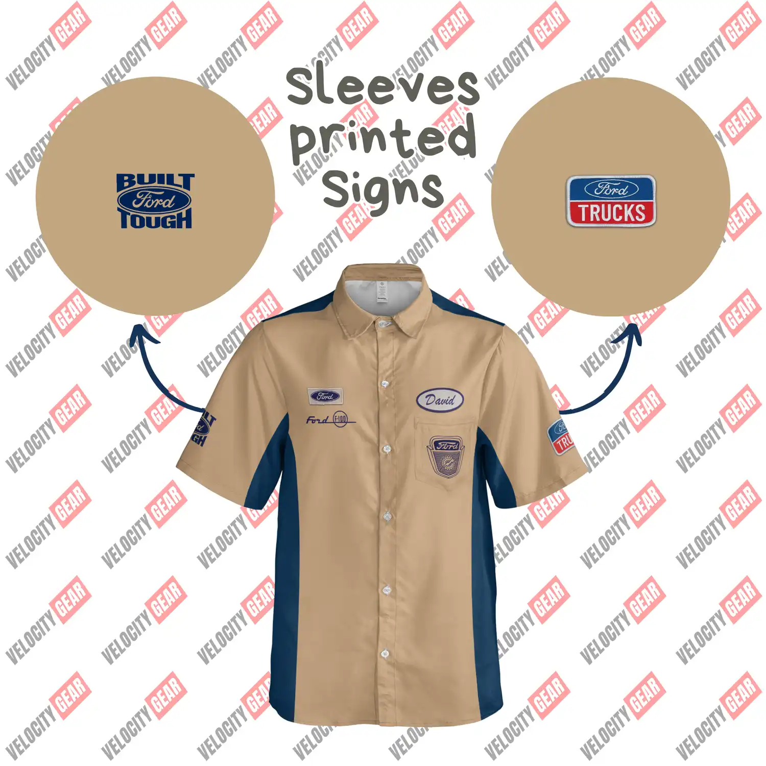 F-100 Ford Vintage Old Style Button Shirt Mechanic Work Style Lightweight gallery 3