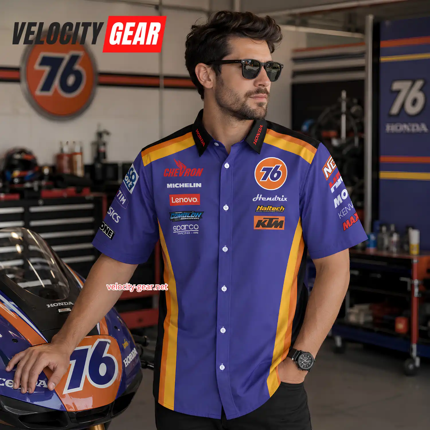 Honda Racing Pit Crew Inspired Button Shirt – Lightweight Mechanic Style alternate view