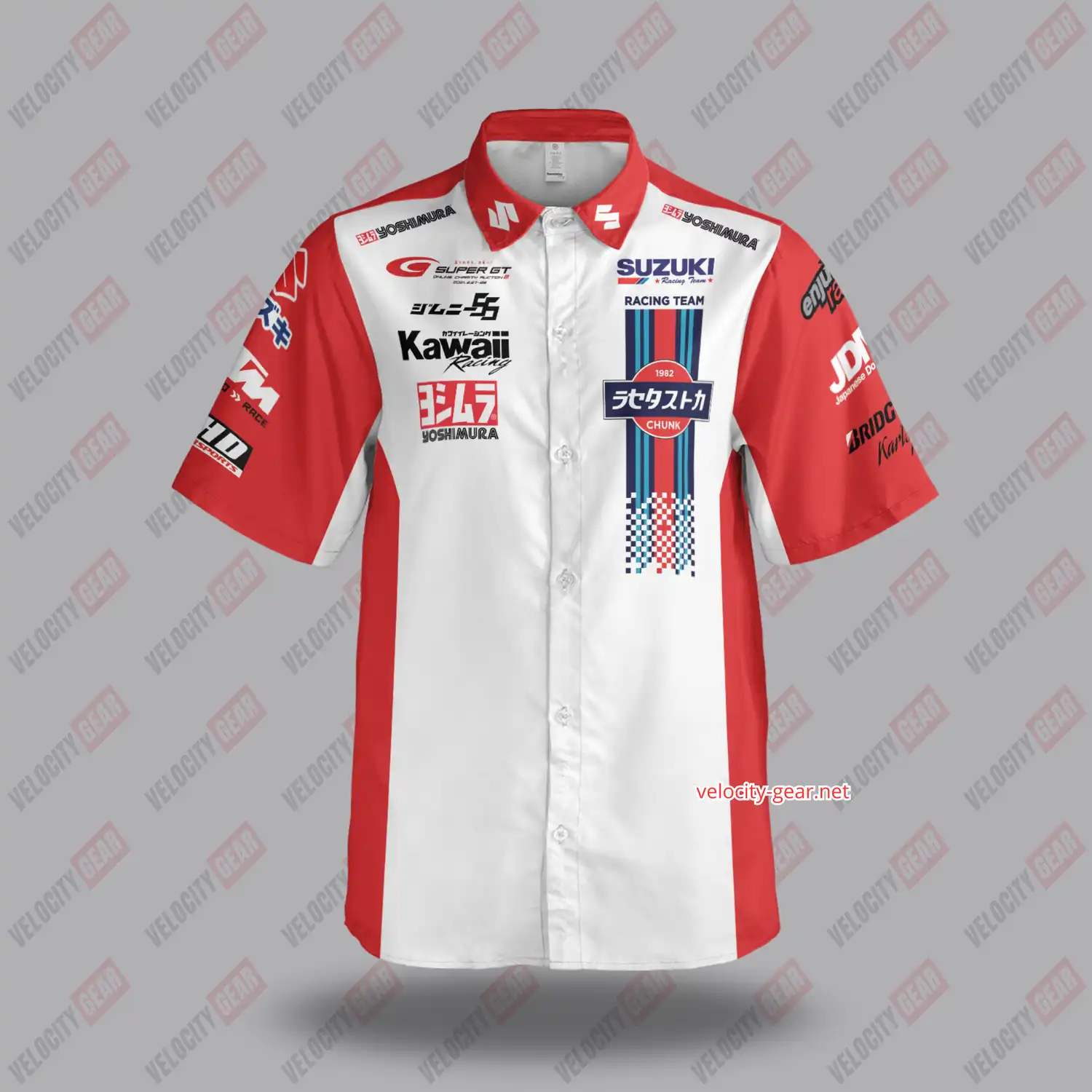 Suzuki Racing Pit Crew Inspired Short Sleeve Button Shirt – Lightweight Mechanic Top alternate view