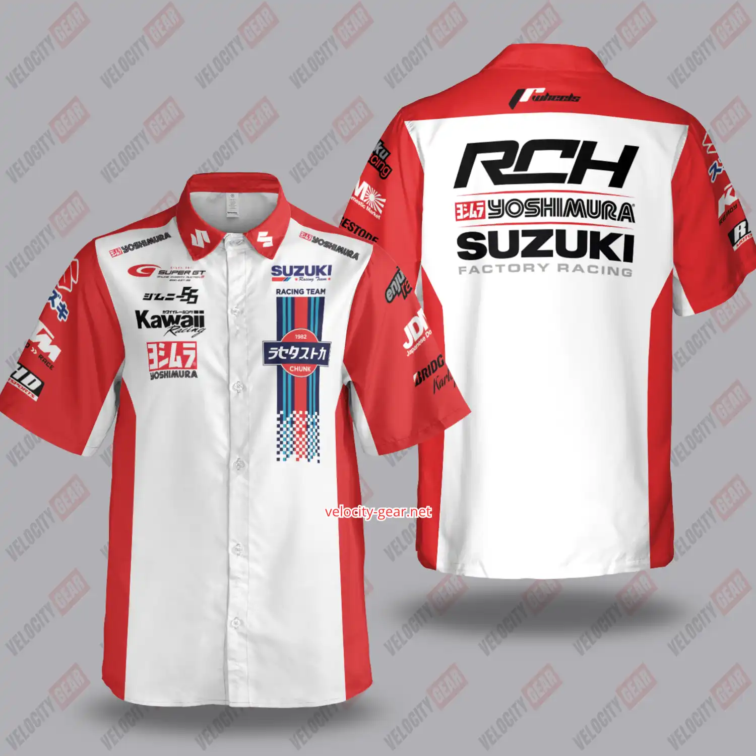 Suzuki Racing Pit Crew Inspired Short Sleeve Button Shirt – Lightweight Mechanic Top gallery 3