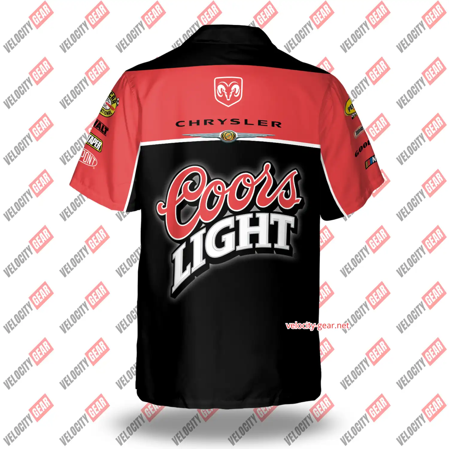 Custom Chrysler Racing Pit Crew Shirt – Coors Light Sponsor – Black & Red Button Down gallery 1