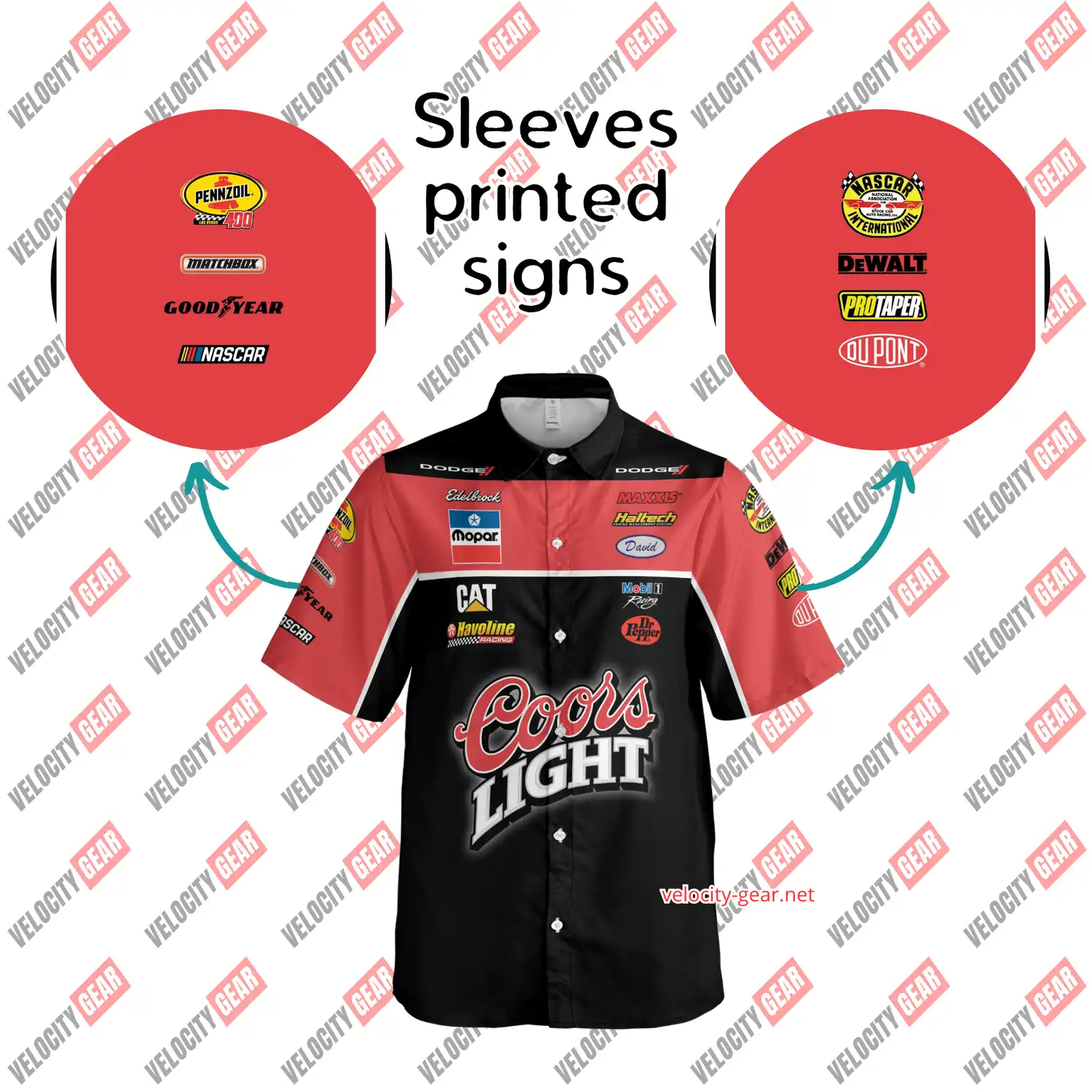 Custom Chrysler Racing Pit Crew Shirt – Coors Light Sponsor – Black & Red Button Down gallery 3