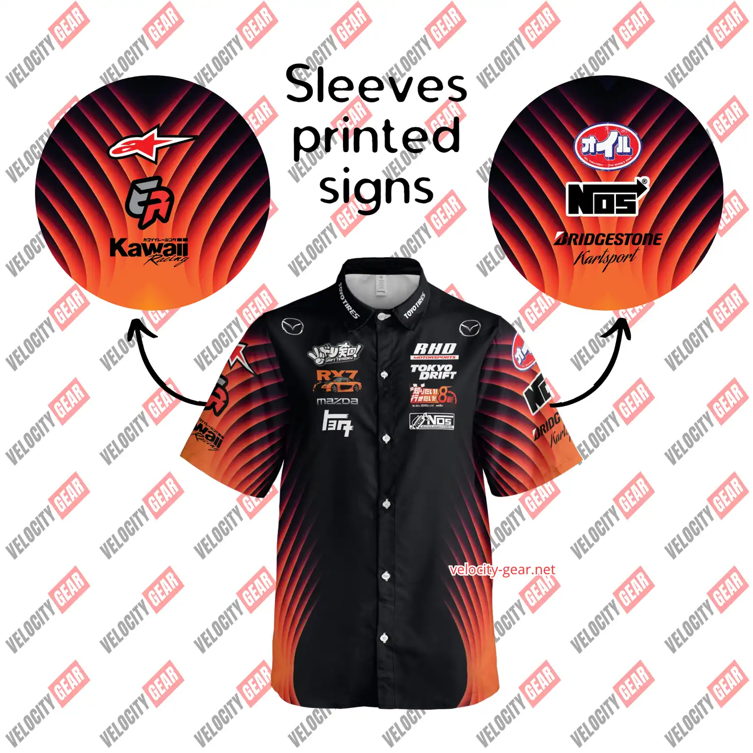VeilSide Mazda RX-7 Tokyo Drift Inspired Button Shirt – Short Sleeve Pocket Top gallery 2