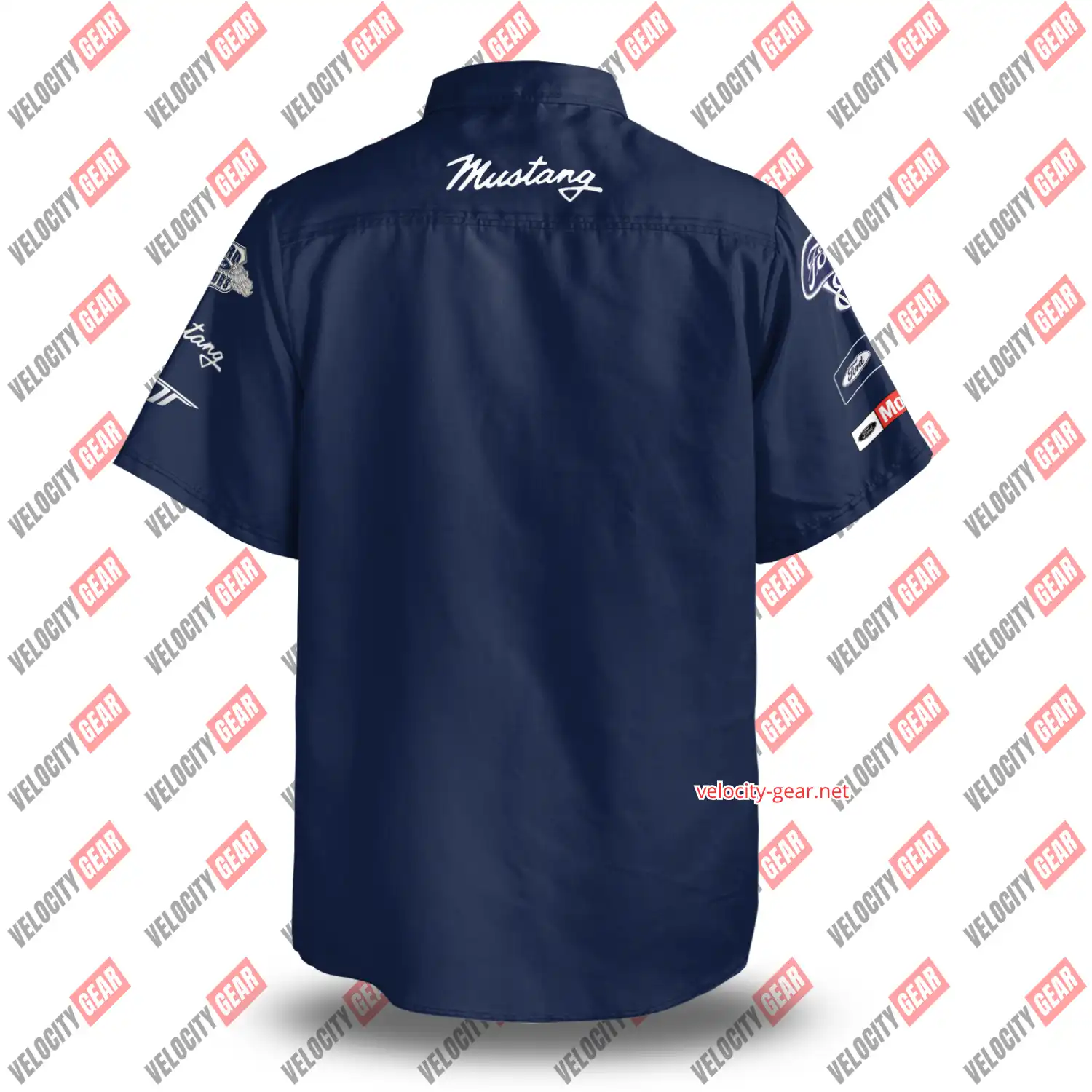 Ford Mustang Old Style Shelby Garage Button Shirt – Blue Pit Crew Short Sleeve gallery 1