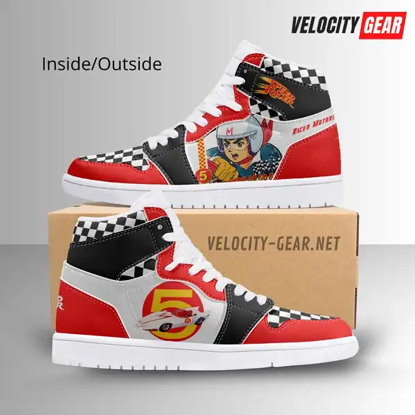 Custom Speed Racer Character AJ1 Style High-Top Leather Sneakers gallery 1