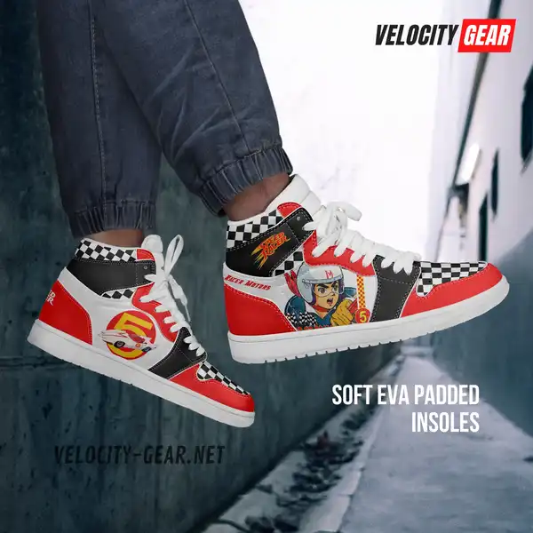 Custom Speed Racer Character AJ1 Style High-Top Leather Sneakers gallery 3