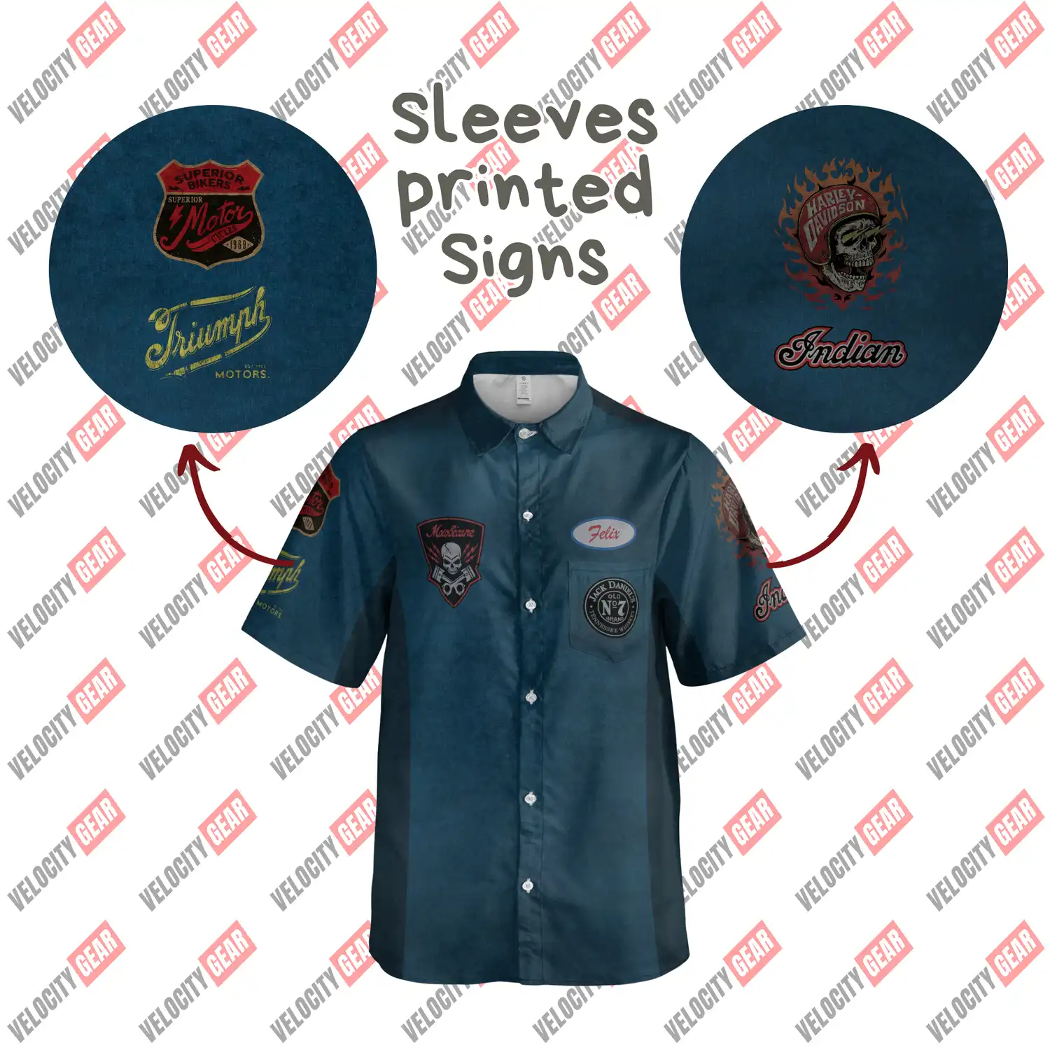 Vintage Motorcycle Style Dirt Denim Simulation Button Shirt gallery 4