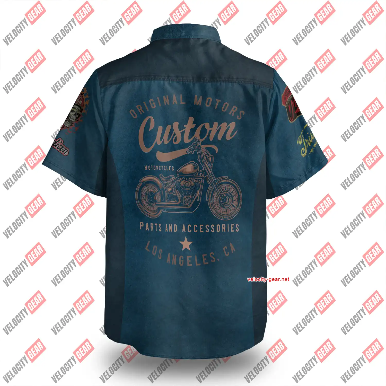 Vintage Motorcycle Style Dirt Denim Simulation Button Shirt gallery 1