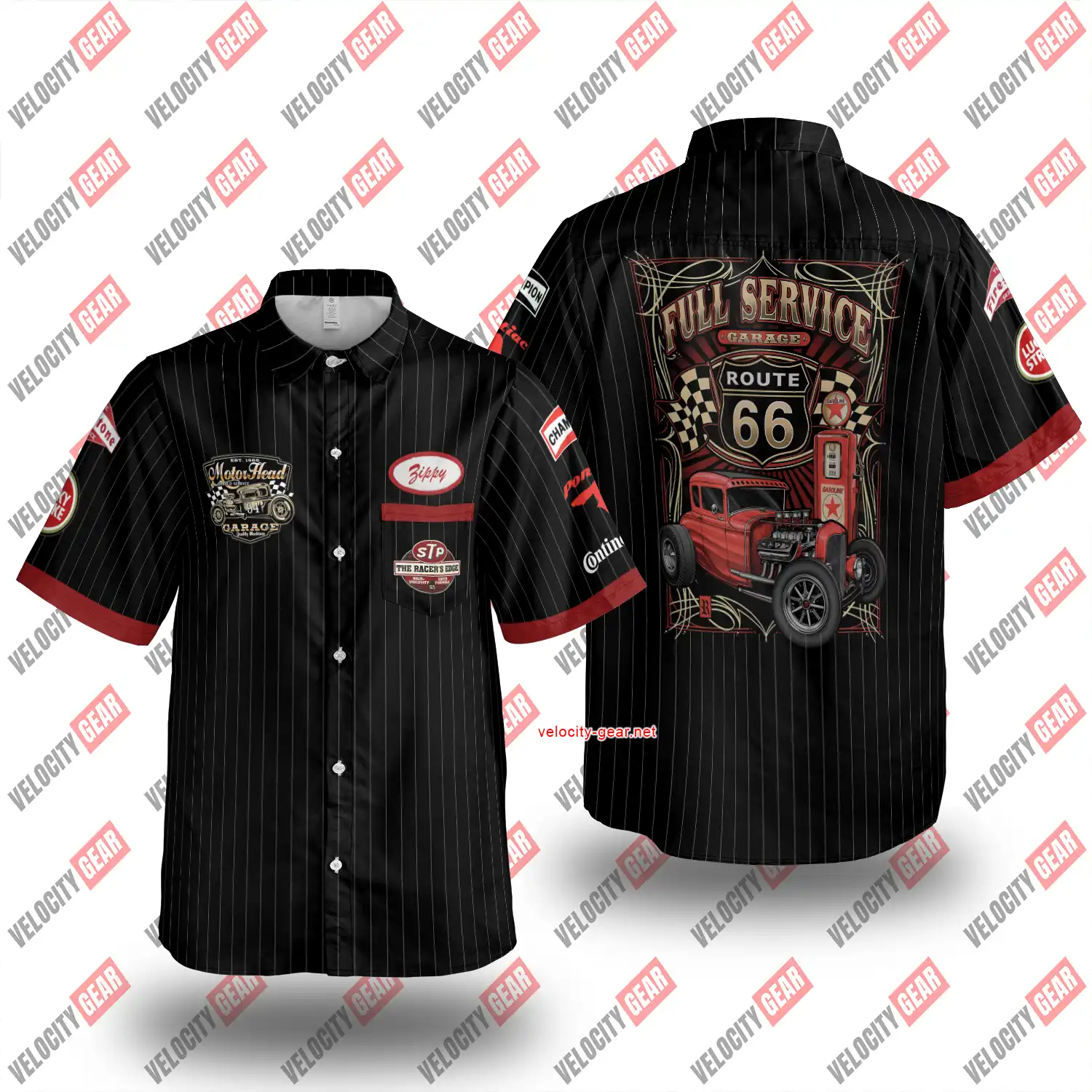 Custom Old Style Mechanic Button-Down Black Shirt Lightweight gallery 4
