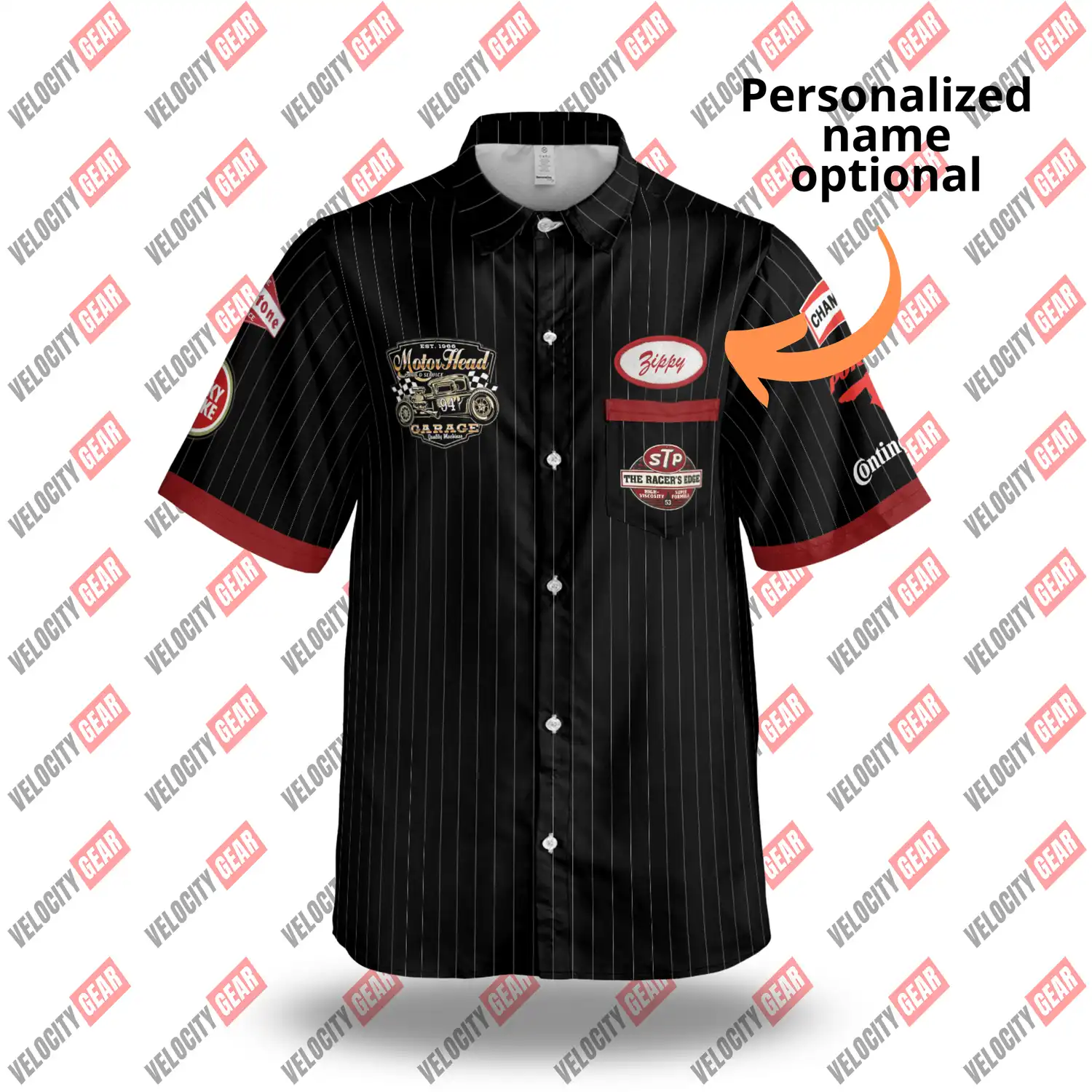 Custom Old Style Mechanic Button-Down Black Shirt Lightweight gallery 2