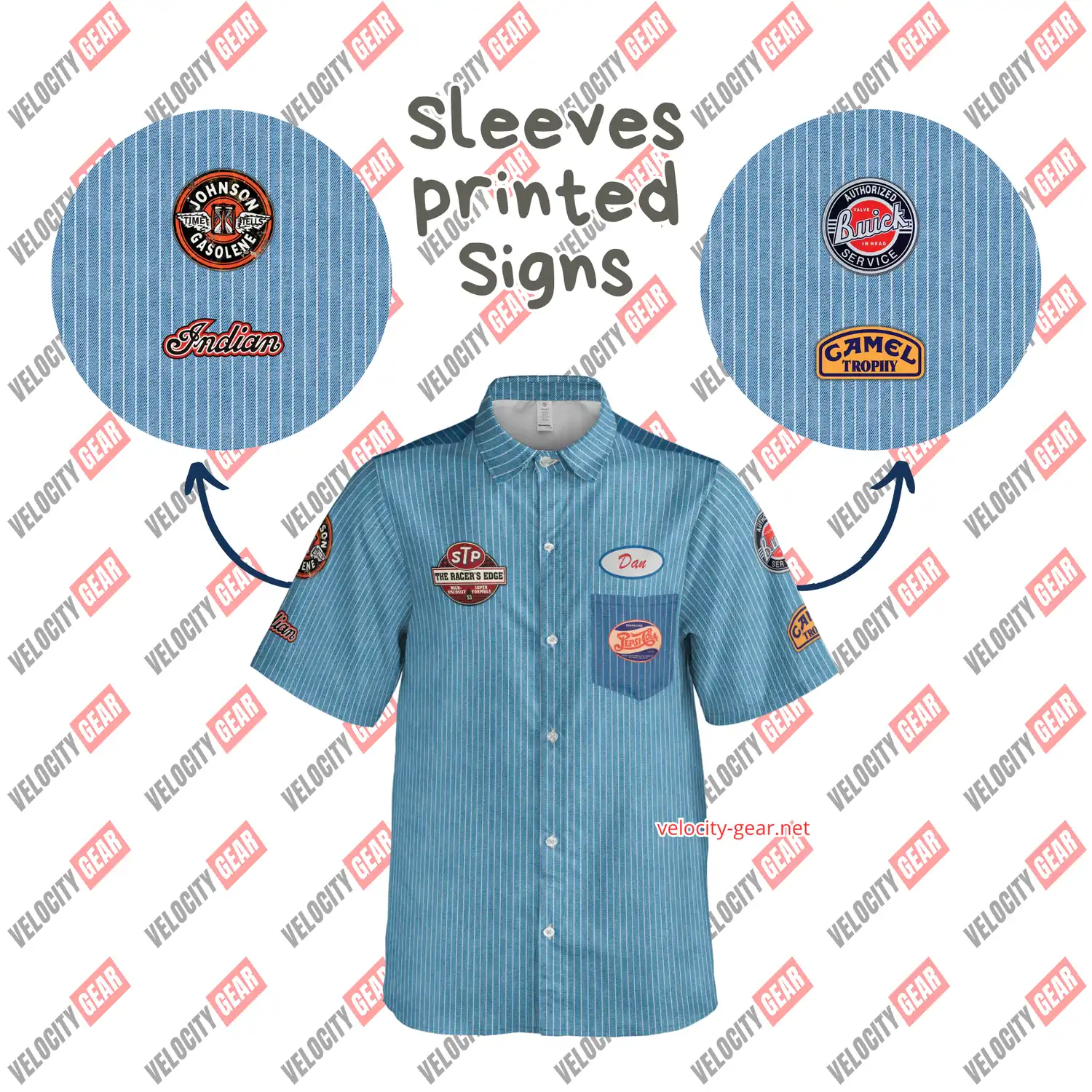 Old Style Mechanic Denim Simulation button-down lightweight shirt gallery 4