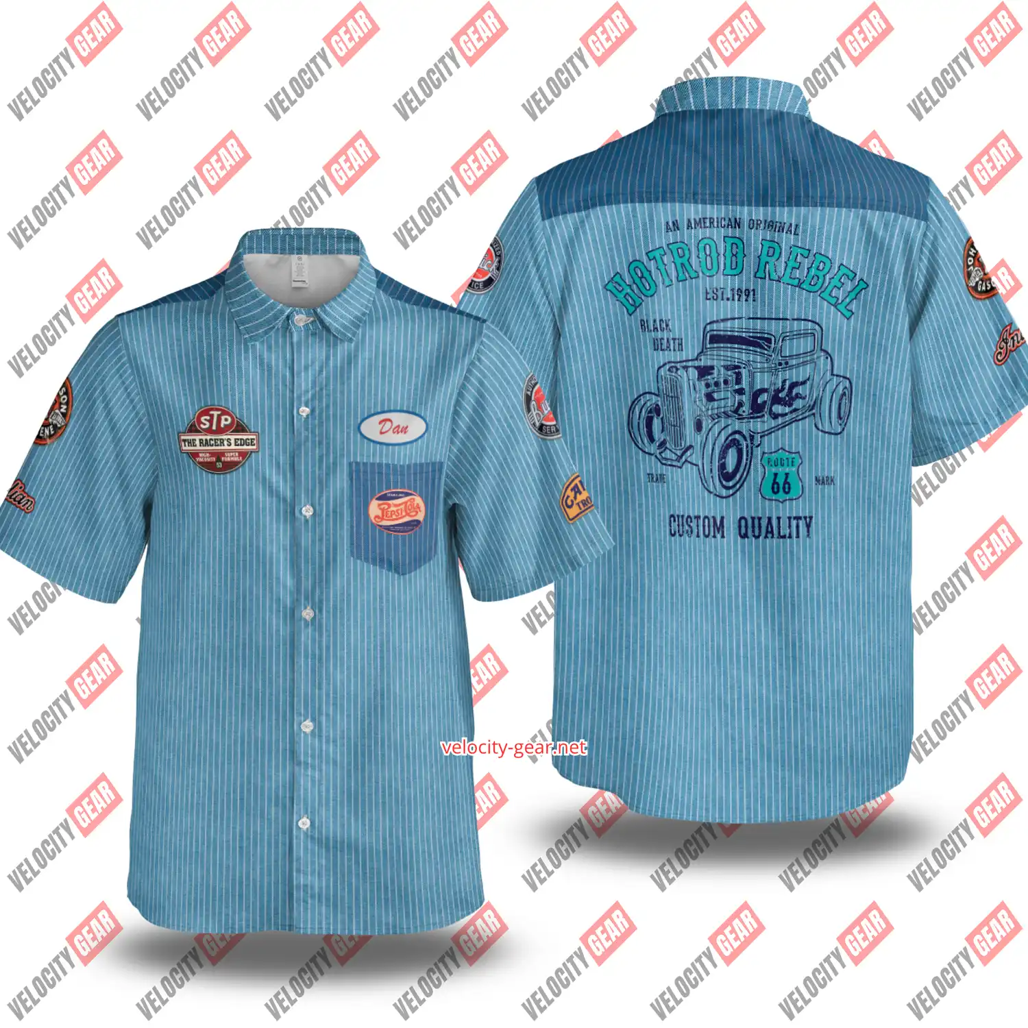 Old Style Mechanic Denim Simulation button-down lightweight shirt gallery 3