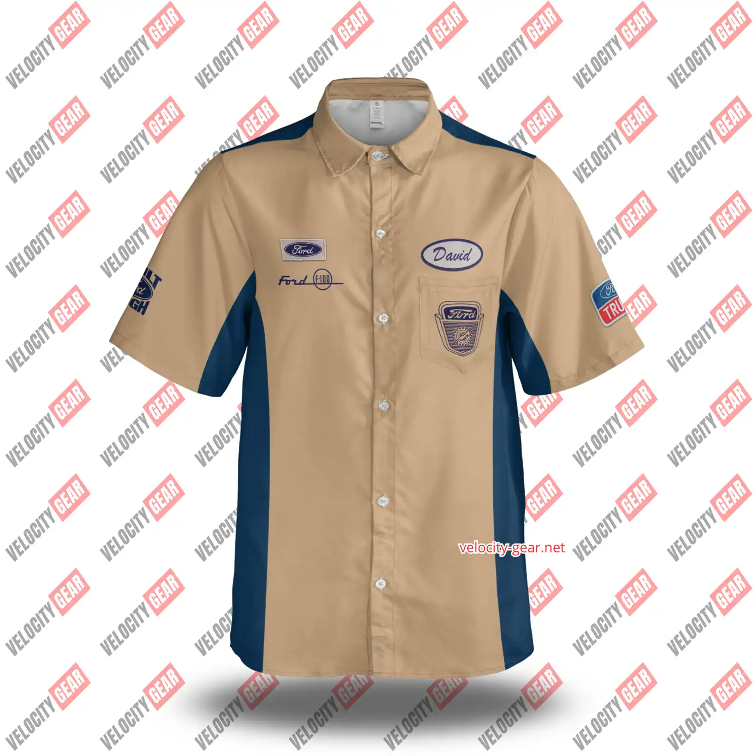 F-100 Ford Vintage Old Style Button Shirt Mechanic Work Style Lightweight
