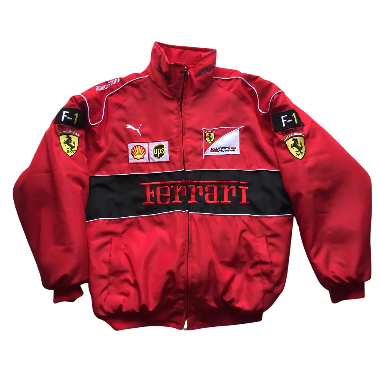 Ferrari F1 racing jacket retro style autumn and winter coat cotton suit full embroidery
