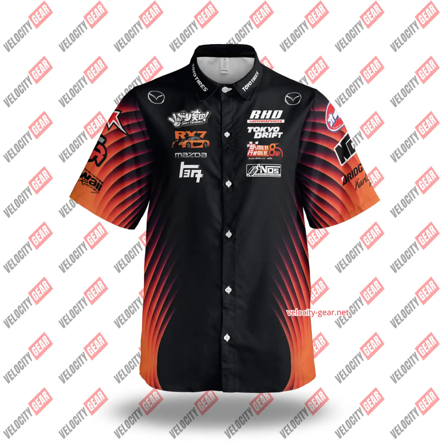 VeilSide Mazda RX-7 Tokyo Drift Inspired Button Shirt β Short Sleeve Pocket Top