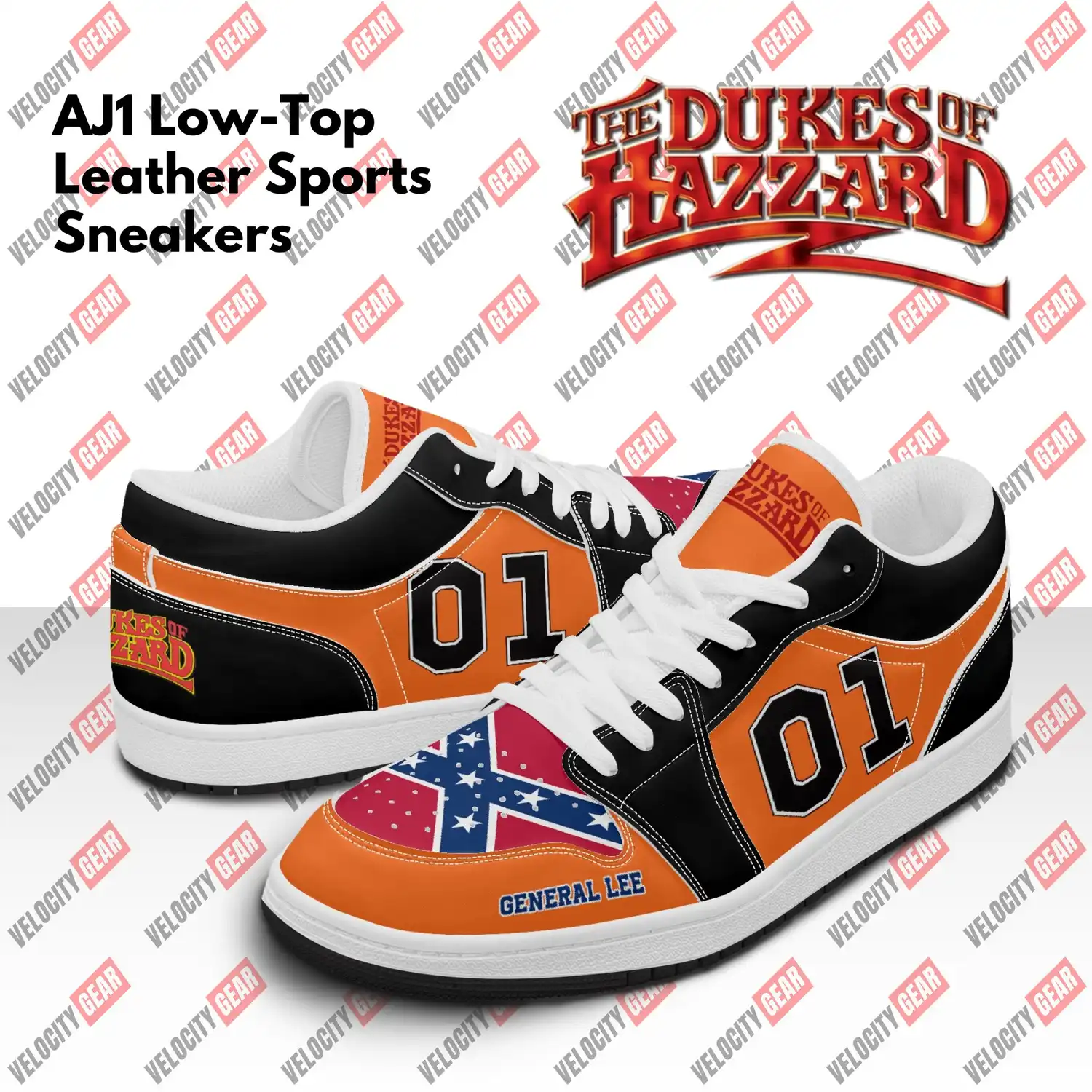 The Dukes of Hazzard AJ1 Style Leather Low Top Shoes