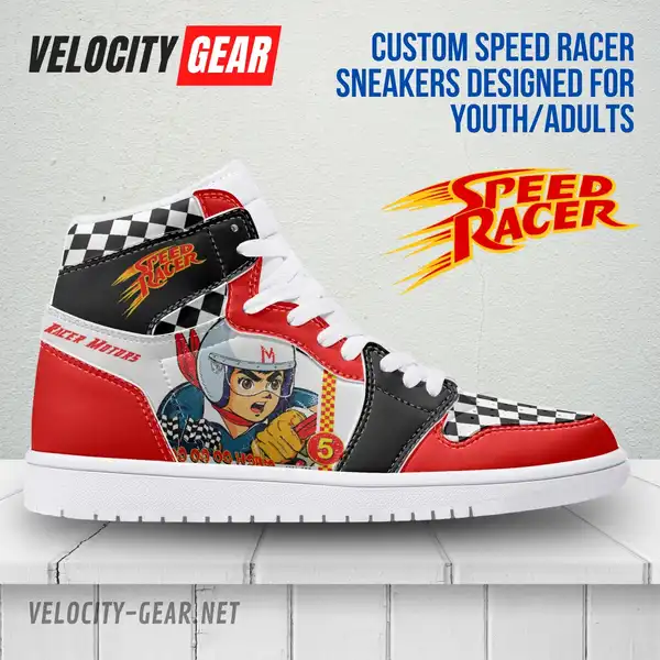 Custom Speed Racer Character AJ1 Style High-Top Leather Sneakers