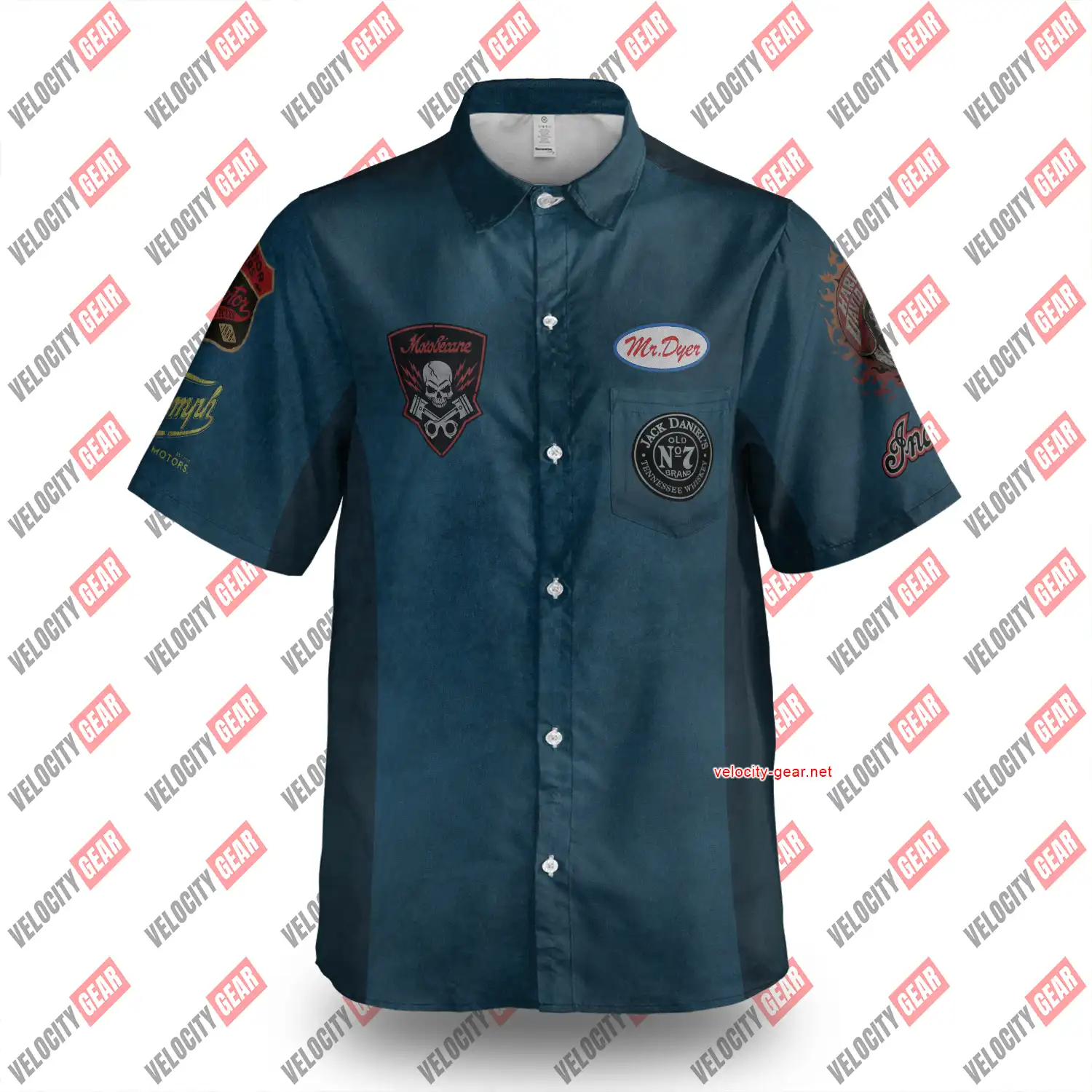 Vintage Motorcycle Style Dirt Denim Simulation Button Shirt