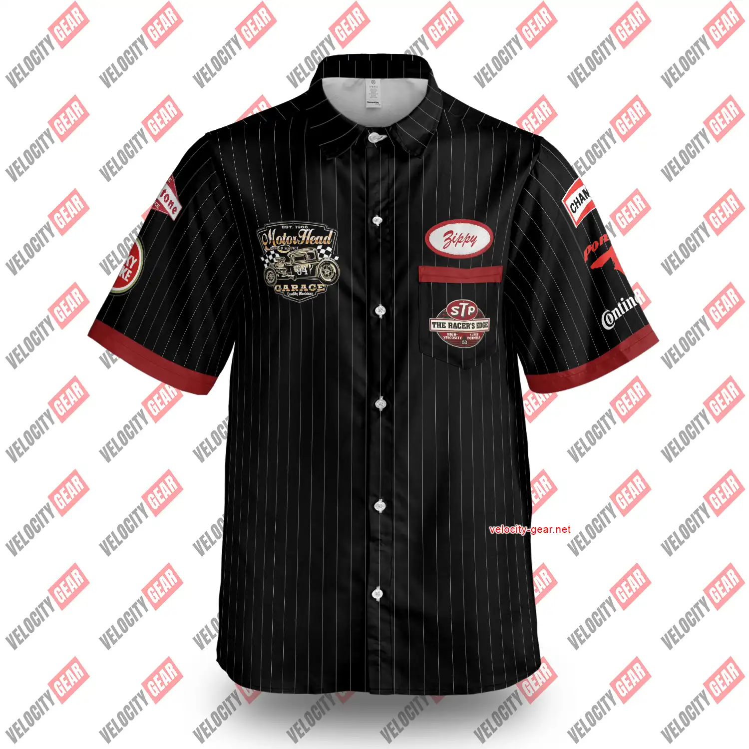 Custom Old Style Mechanic Button-Down Black Shirt Lightweight