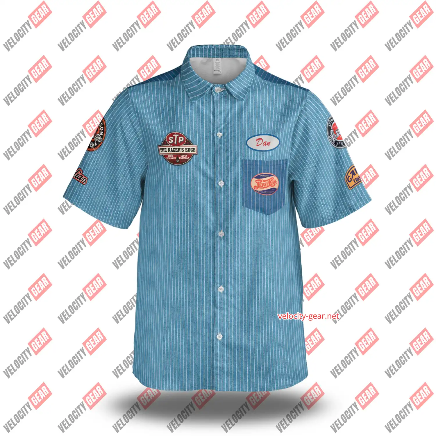 Old Style Mechanic Denim Simulation button-down lightweight shirt
