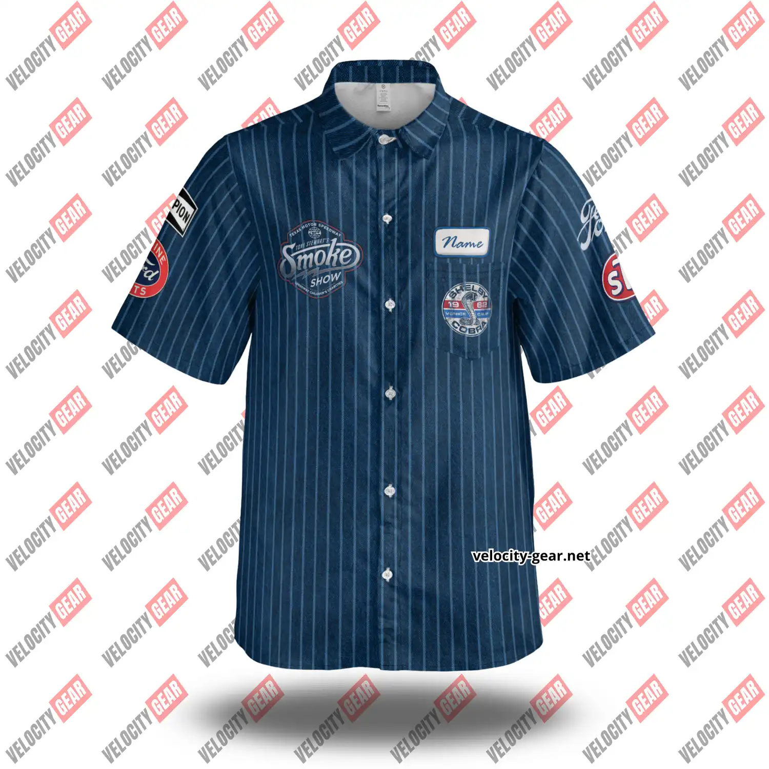 Personalized Shelby Cobra Mechanic Shirt – Men's Vintage Pinstripe Racing Button-Down