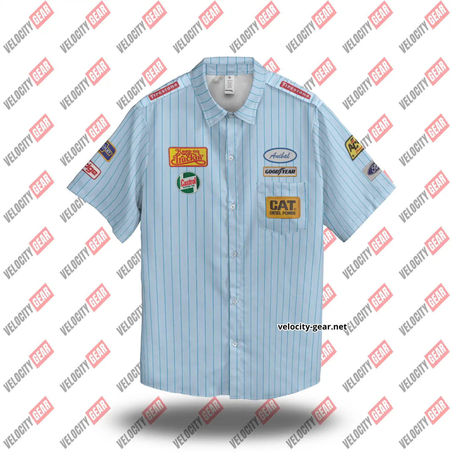 Vintage Racing Mechanic Shirt for Men – FAKE PATCHES Retro Pit Crew Garage Workwear Button Up