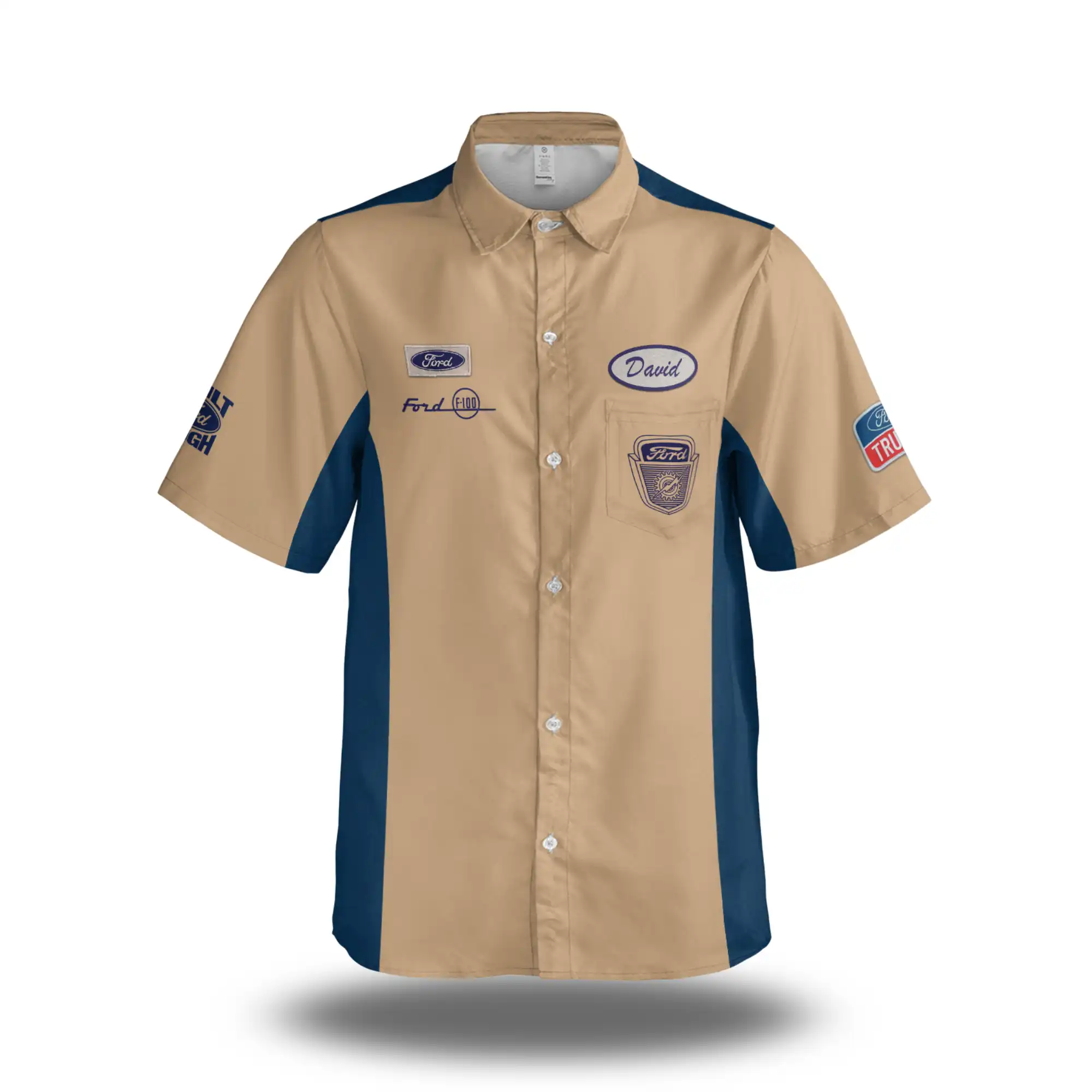 F-100 Ford Vintage Old Style Button Shirt Mechanic Work Style Lightweight